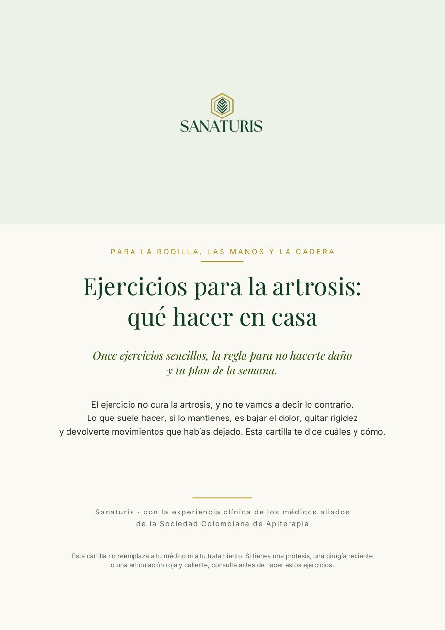 Portada de la cartilla Ejercicios para la artrosis: qué hacer en casa